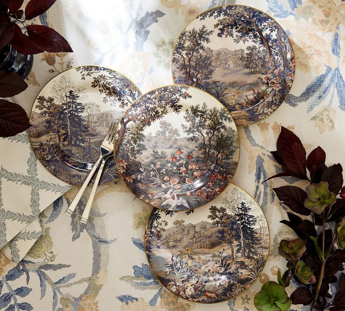 Kravet Folly Scenic Stoneware Salad Plates - Mixed Set of 4 | Pottery Barn (US)