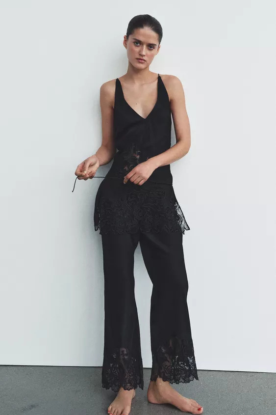 100% VISCOSE EMBROIDERED TROUSERS | Zara UK