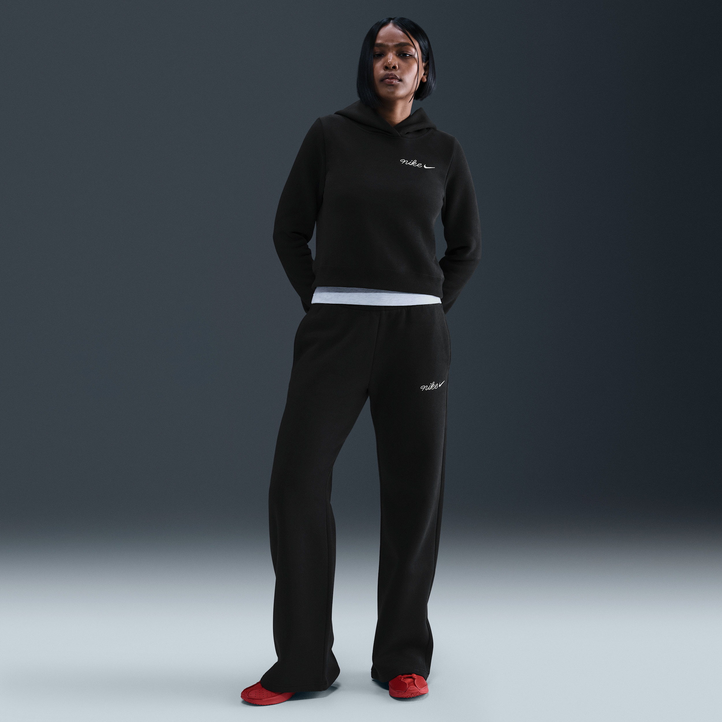 Women's Nike Sportswear Phoenix Fleece Straight-Leg Sweatpants in Black | IM7498-010 | Nike (US)
