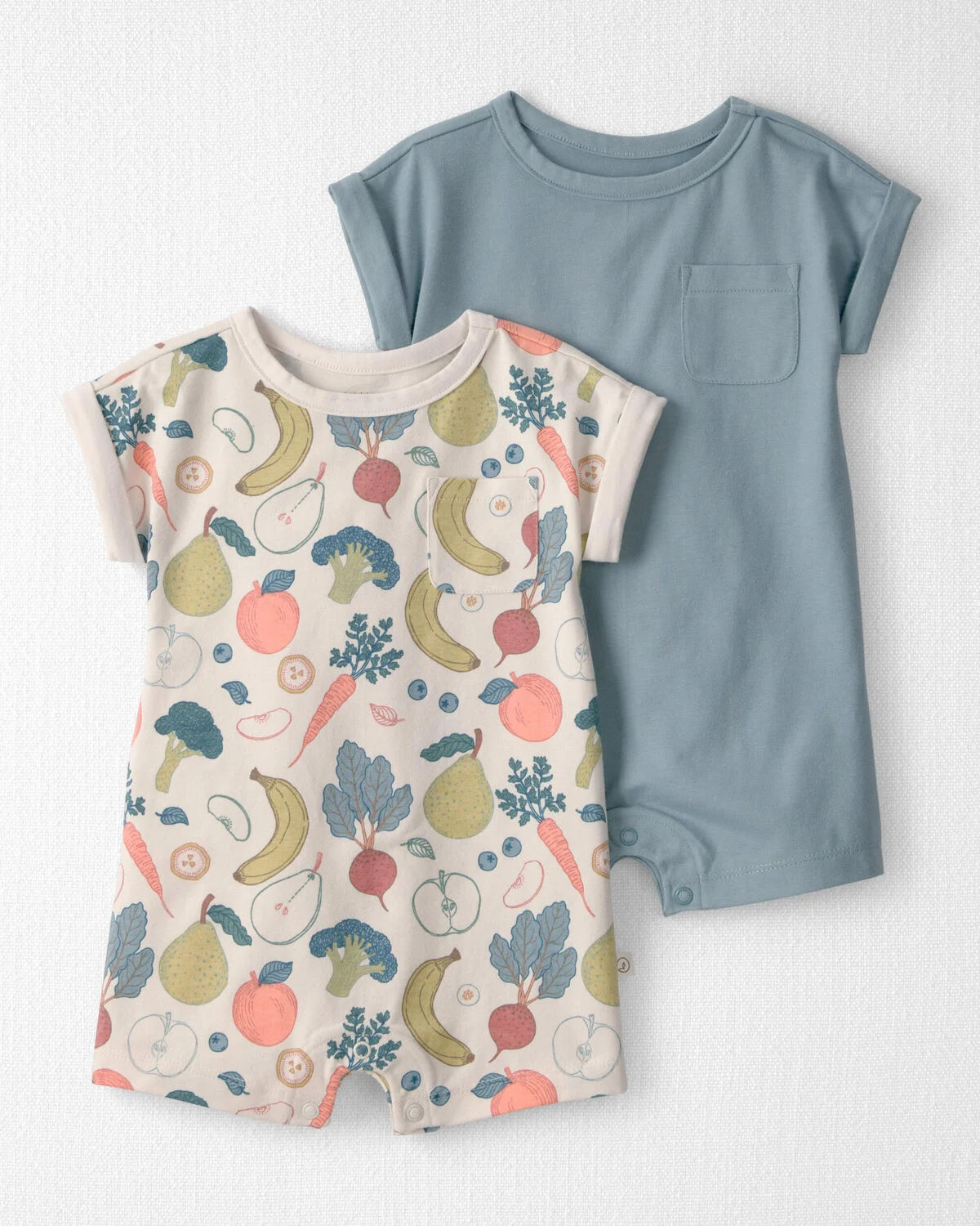 Baby 2-Pack Organic Cotton Rompers in Veggie Fruit Print | Carter's Inc