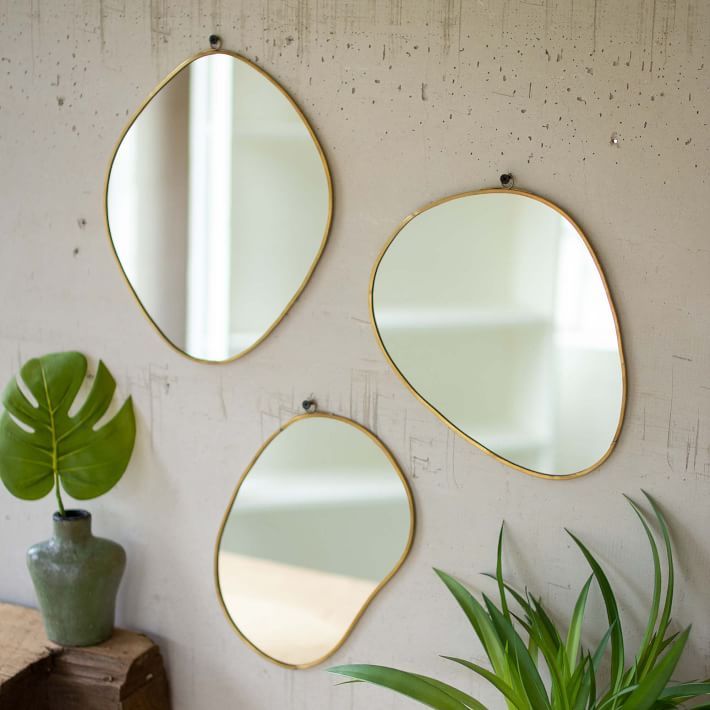 Brass Framed Organic Shaped Mirrors (Set Of 3) - 9"W x 11"H | West Elm (US)