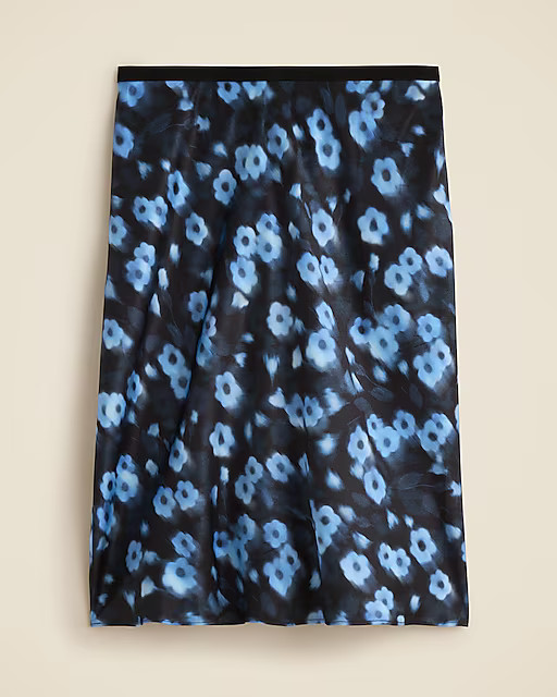 Gwen knee-length slip skirt in blurry floral luster charmeuse | J. Crew US
