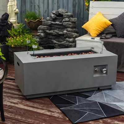 42inch Rectangular Fire Table For Outdoor - Propane Fueled, Efficient Heating, Adjustable Flame Intensity, High , Space Utilizing, Easy To Clean And M | Wayfair North America