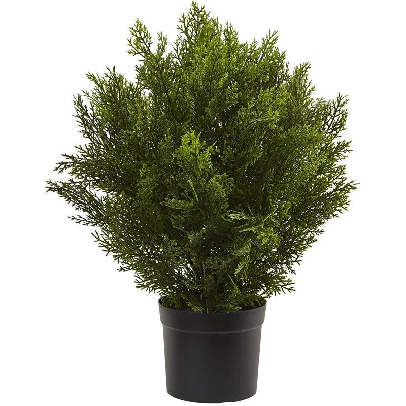 Nearly Natural 2'H Artificial Cedar Bush With Pot, Green/Black | Walmart (US)