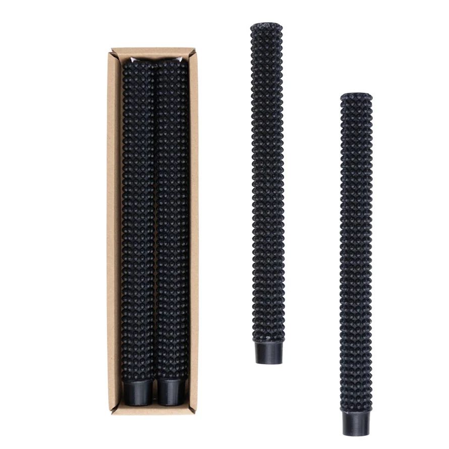 Black Hobnail Taper Candles (Set of 2) | Ada + East