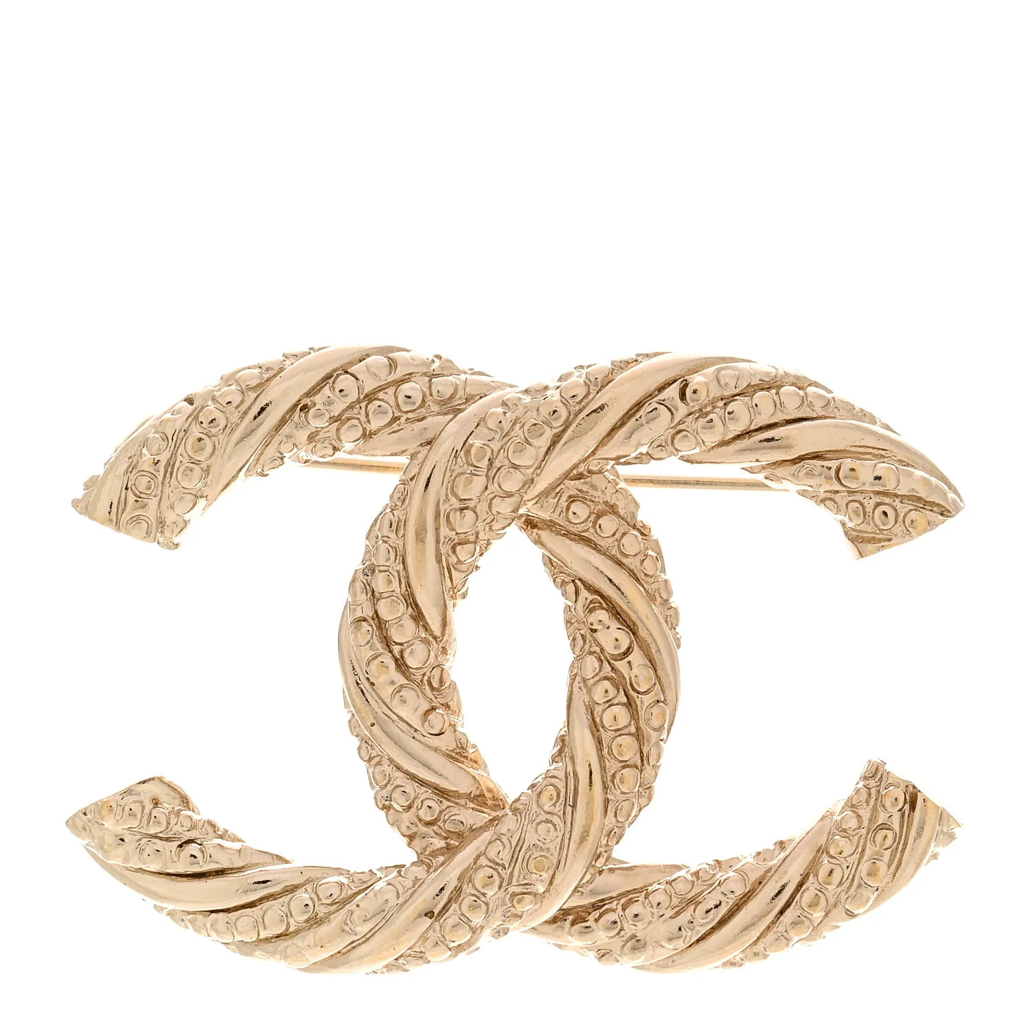 Twisted CC Brooch Light Gold | FASHIONPHILE (US)