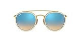 Ray-Ban RB3647N Double Bridge Polarized Round Sunglasses, Gold/Blue Gradient Flash, 51 mm | Amazon (US)