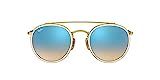 Ray-Ban RB3647N Double Bridge Polarized Round Sunglasses, Gold/Blue Gradient Flash, 51 mm | Amazon (US)