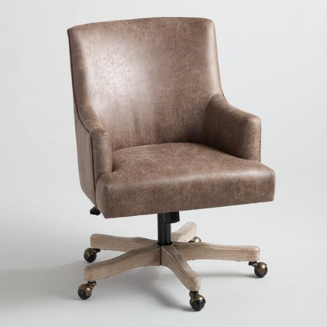 Brown Faux Leather James Upholstered Office Chair | World Market