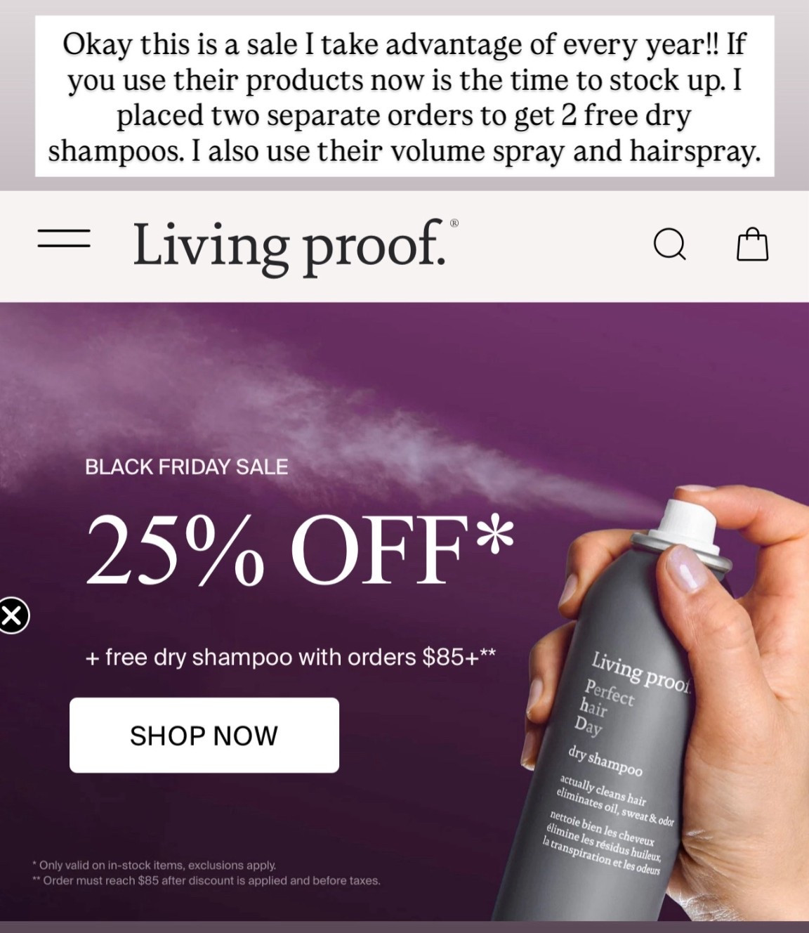 Living proof sale is so good - dry shampoos, volume spray, leave in treatment, hairspray 

#LTKBeauty #LTKSaleAlert #LTKCyberWeek