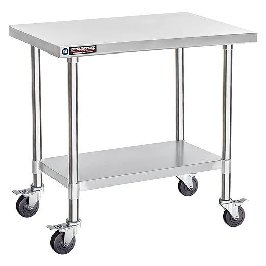 Food Prep Stainless Steel Table - DuraSteel 24 x 36 Inch Metal Table Cart - Commercial Workbench ... | Amazon (US)