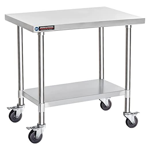 Food Prep Stainless Steel Table - DuraSteel 24 x 36 Inch Metal Table Cart - Commercial Workbench ... | Amazon (US)