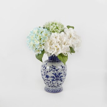 allen + roth 7.5-in Blue, White, Green Indoor Artificial Hydrangea Artificial Flower | Lowe's