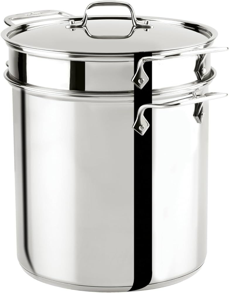 All-Clad Specialty Stainless Steel Stockpot, Multi-Pot with Strainer 3 Piece, 12 Quart Induction ... | Amazon (US)