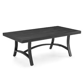 Rectangular Aluminum Outdoor Coffee Table with Half Arc Bottom | The Home Depot