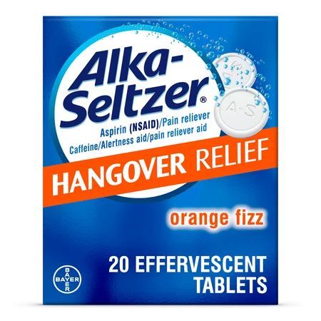 Alka-Seltzer Effervescent Hangover Relief Aspirin Caffeine 20 Count | Walmart (US)