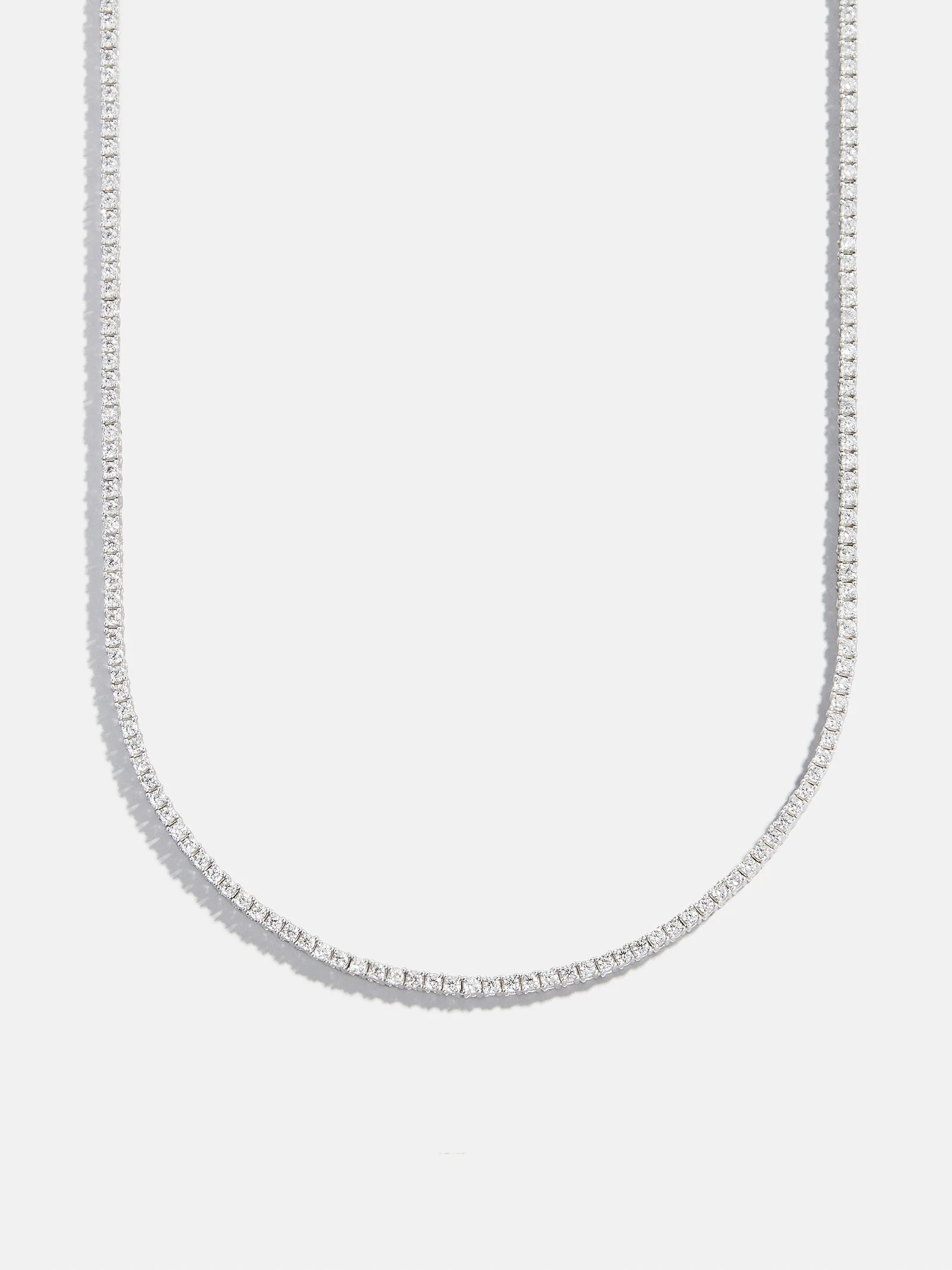 Billie Silver Tennis Necklace - Rhodium Plated Silver | BaubleBar