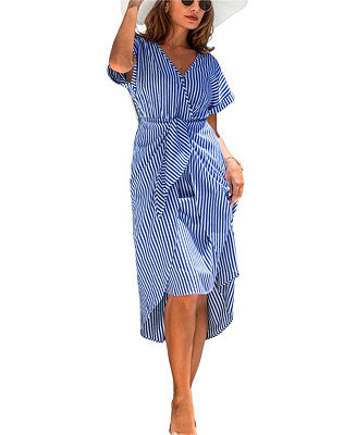 Women's No Looking Back Striped Maxi Beach Dress | Macy's