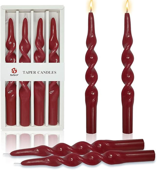 10 Inch Taper Candles Spiral Candle Unscented Handmade Set of 4 Smokeless Long Burning Twisted Ca... | Amazon (US)