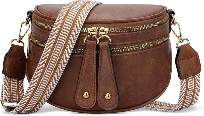KKXIU Crossbody Sling Bag for Women Trendy Fanny Pack Vegan Leather Chest Bag | Amazon (US)