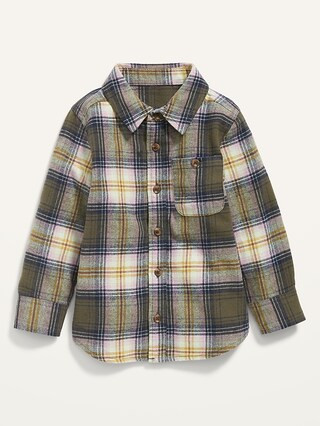 Drop-Shoulder Plaid Flannel Shirt for Toddler Girls | Old Navy (US)