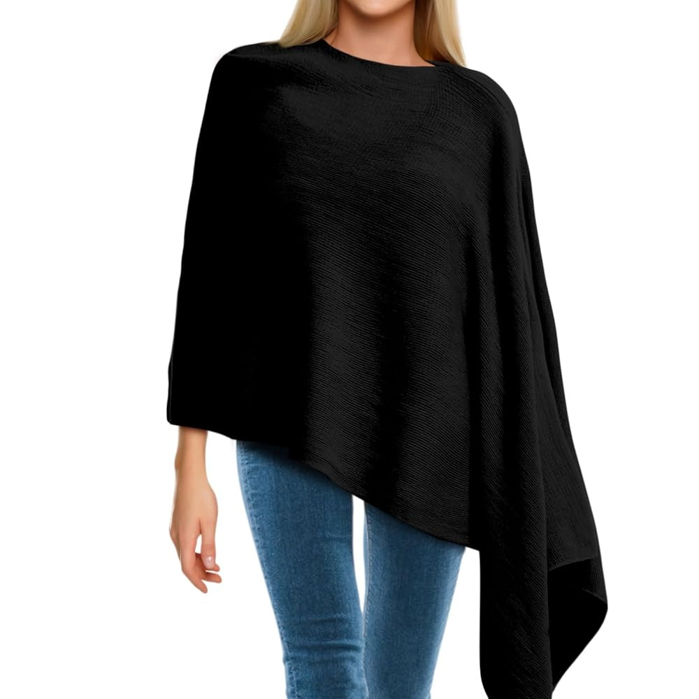 Hercicy Women Ponchos Sweater Solid Knit Versatile Lightweight Shawl Wrap Scarf Cape Poncho Acces... | Amazon (US)