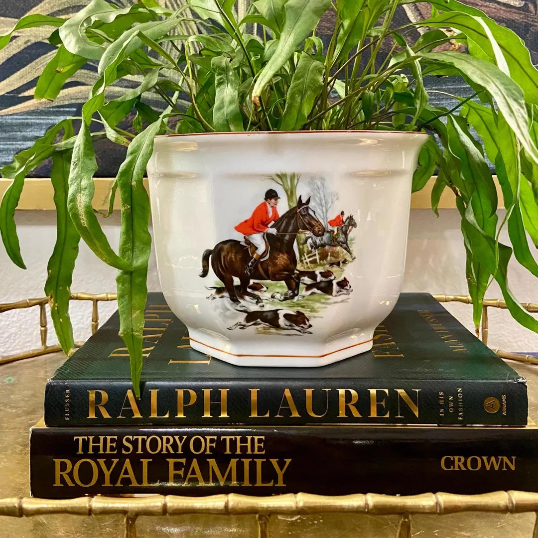 Fox Hunt Ethan Allen Planter Jardineare Cachepot | Etsy (US)