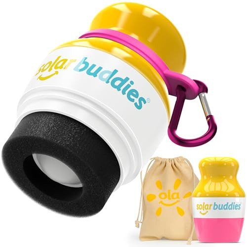 Pink Bag Bundle Solar Buddies Refillable Roll On Sunscreen Suncream Applicator Bag Bundle With Applicator Carabina Clip For Families, Kids, Adults, Travel Set, With A Free Sticker Pack (Pink) | Amazon (US)