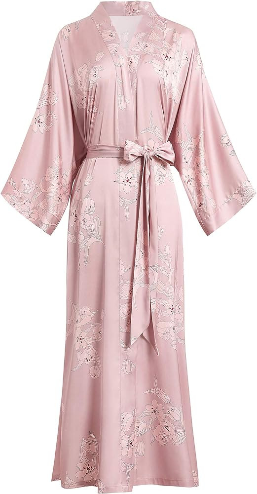 Aensso Long Soft Lightweight Silky Kimonos Robes for Women, Luxury Japanese Floral Womens Kimono ... | Amazon (US)
