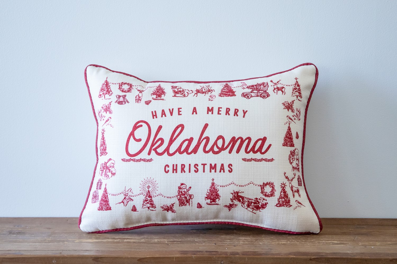 Have A Merry Toile Hometown Pillow | Little Birdie | Little Birdie