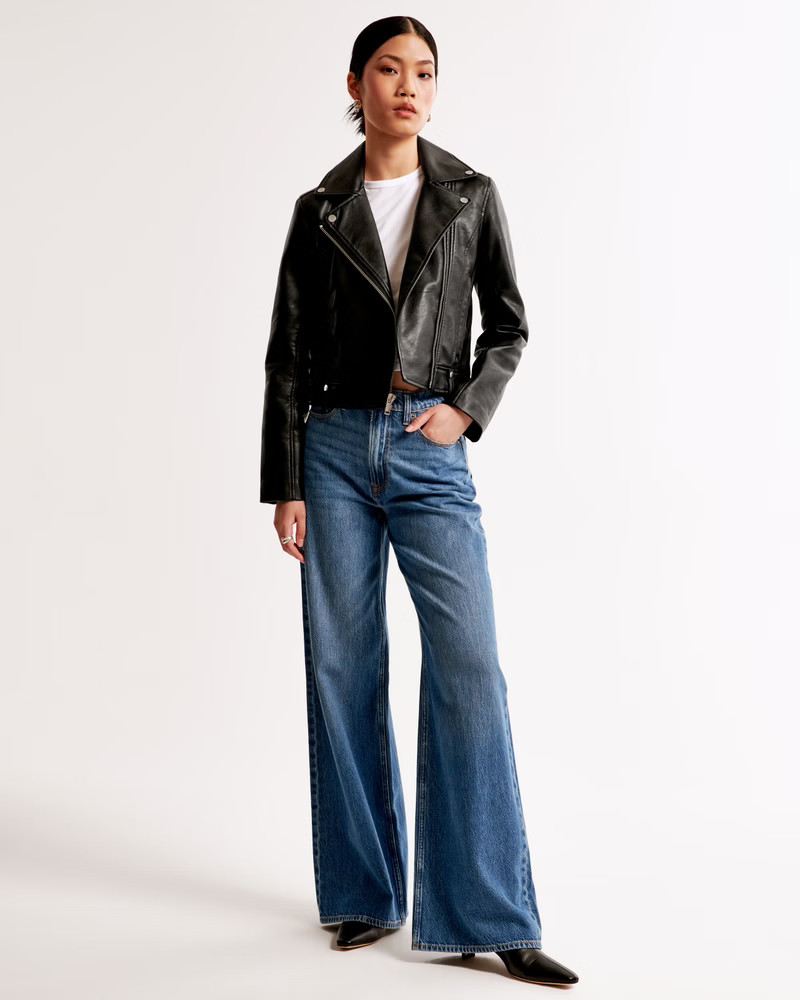 Women's Vegan Leather Moto Jacket | Women's Coats & Jackets | Abercrombie.com | Abercrombie & Fitch (US)