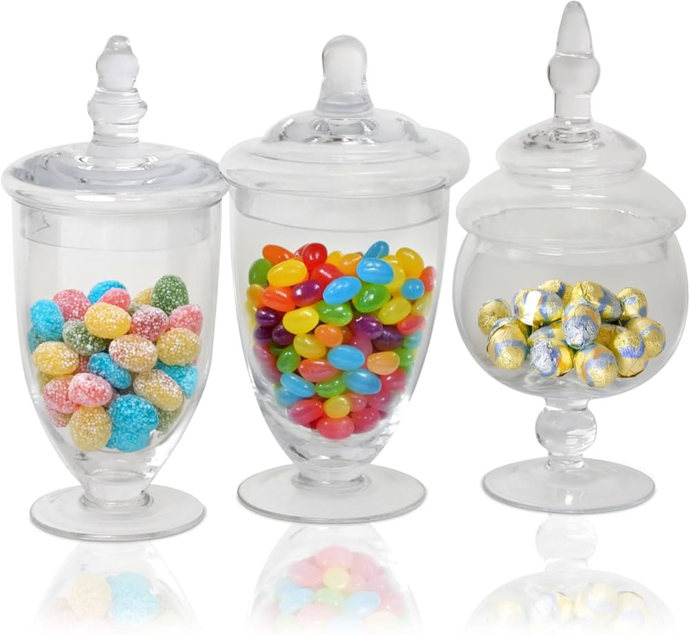 Mantello Candy Jar Apothecary Jars with Lids- for Candies Cookies Or Toiletries Size Assortment, ... | Amazon (US)