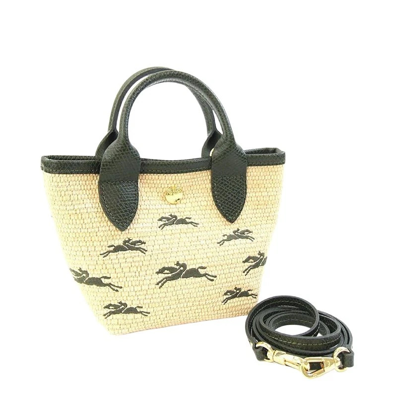 Longchamp Paniere Préage Straw Canvas Leather Mini Crossbody Bag Natural Khaki | eBay | eBay US