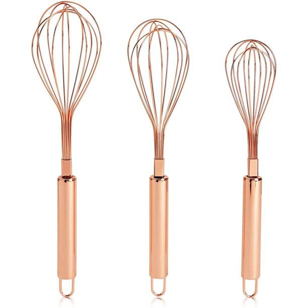 Set of 3 Stainless Steel Balloon Whisk, Rose Gold Metal Wire Whisks for Cooking, Hand Egg Beater,... | Walmart (US)