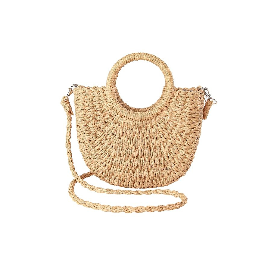 JOLLQUE Straw Beach Bag for Women, Summer Handwoven Tote Bags Purse with Tassel,Top Handle Straw ... | Amazon (US)