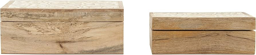 Creative Co-Op Handcarved & Whitewashed Mango Wood Boxes (Set of 2 Sizes) | Amazon (US)