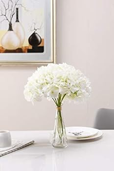 Aviviho White Hydrangea Silk Flowers Heads Pack of 10 Ivory White Full Hydrangea Flowers Artifici... | Amazon (US)