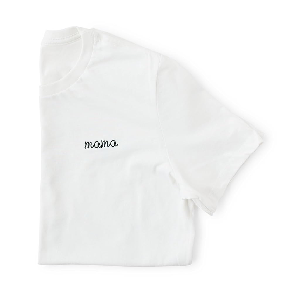 Mama Embroidered White T Shirt, Boyfriend Fit, Best Mom Top, Short Sleeve Shirt | Amazon (US)