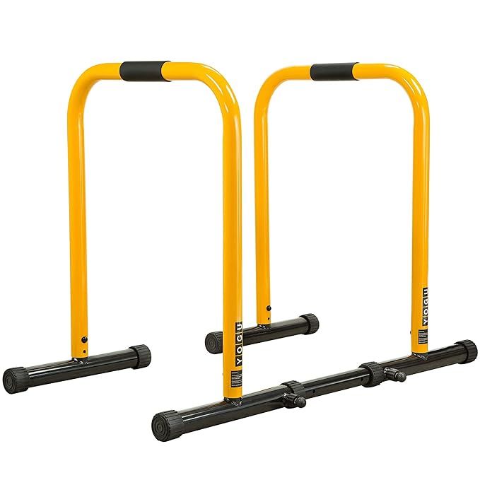 YOGU Heavy Duty Fitness Dip Station- Strength Training Stand with Adjustable Length, Hand Foam Gr... | Amazon (US)