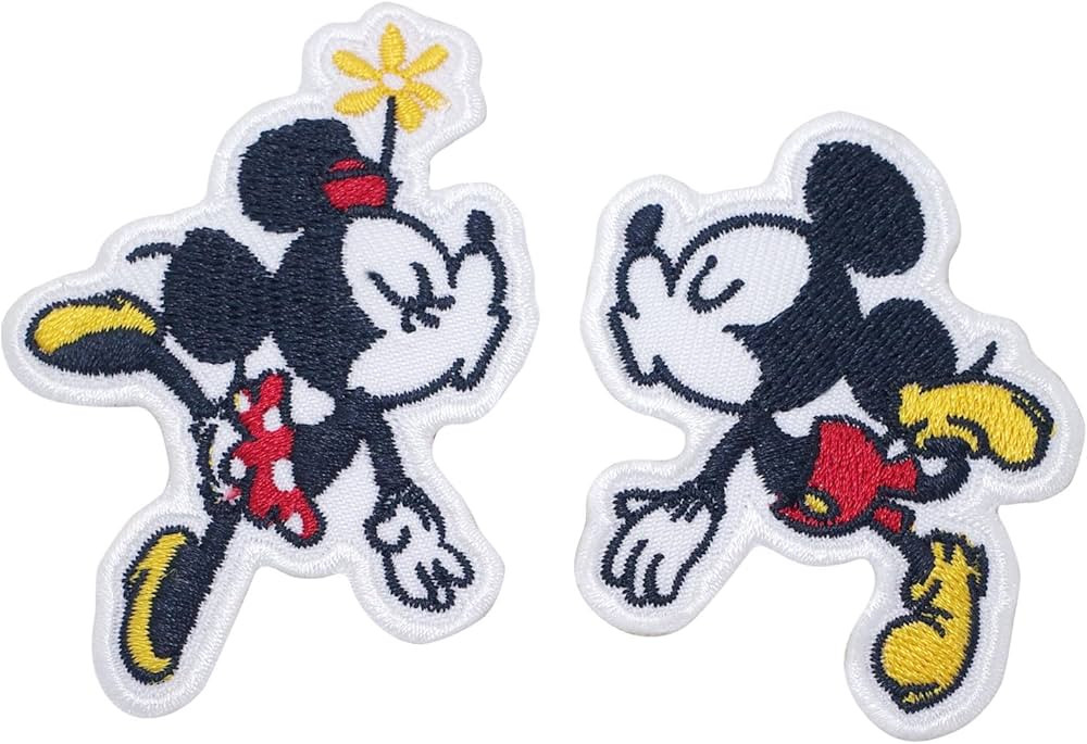 2 PCS Couple Kiss Mickey Iron On Patches for Clothing Saw On/Iron On Embroidered Patch Applique f... | Amazon (US)