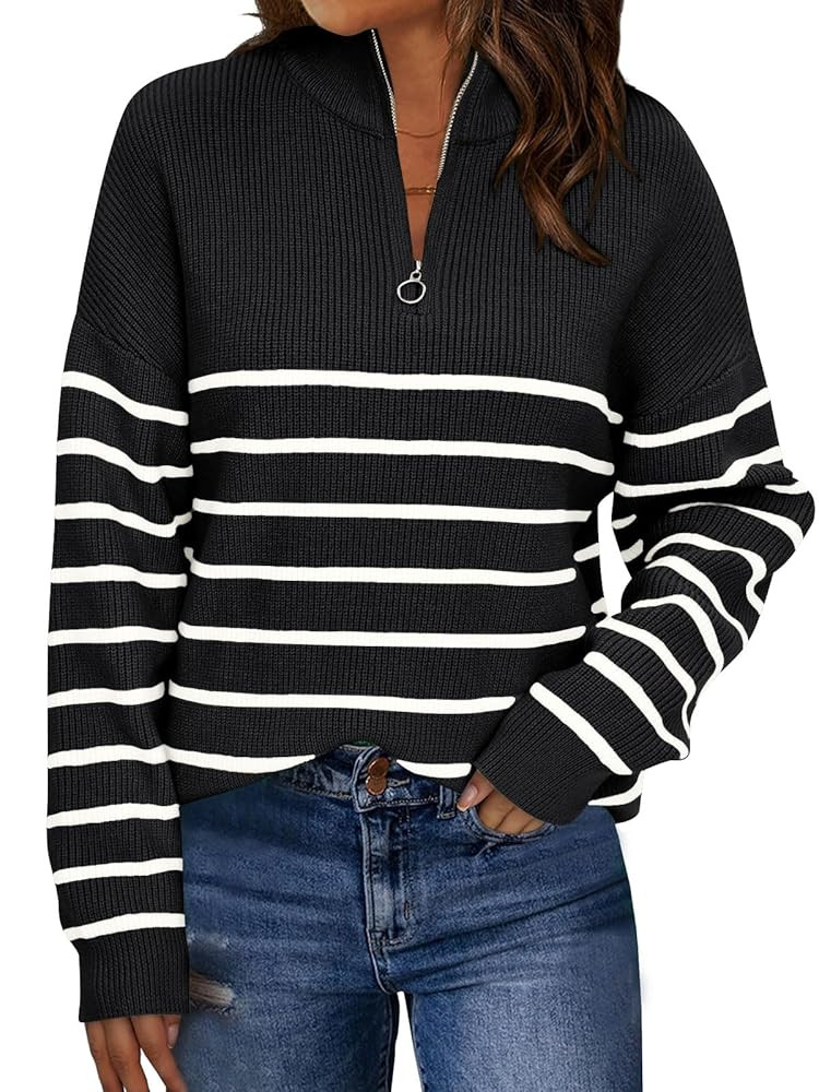 LILLUSORY Women's Quarter Zip Oversized Sweater 2025 Mock Turtleneck Fall Fashion Outfit | Amazon (US)