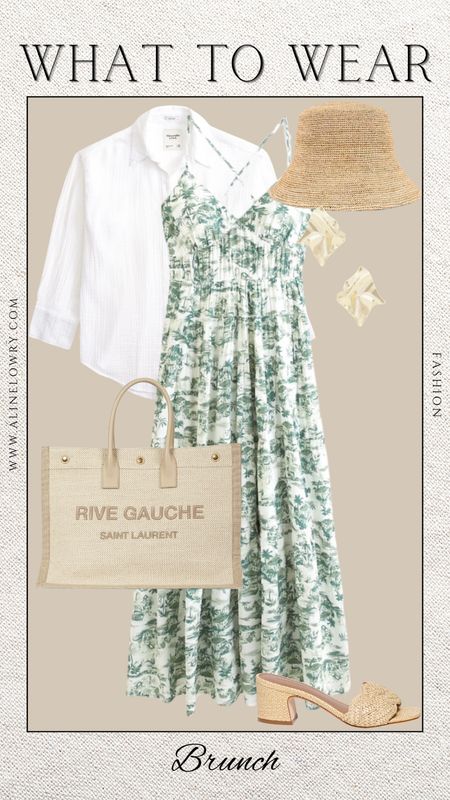 What to wear for brunch in spring. Gorgeous floral dress, white third piece, sandals, and accessories. 

#LTKstyletip #LTKSeasonal #LTKU