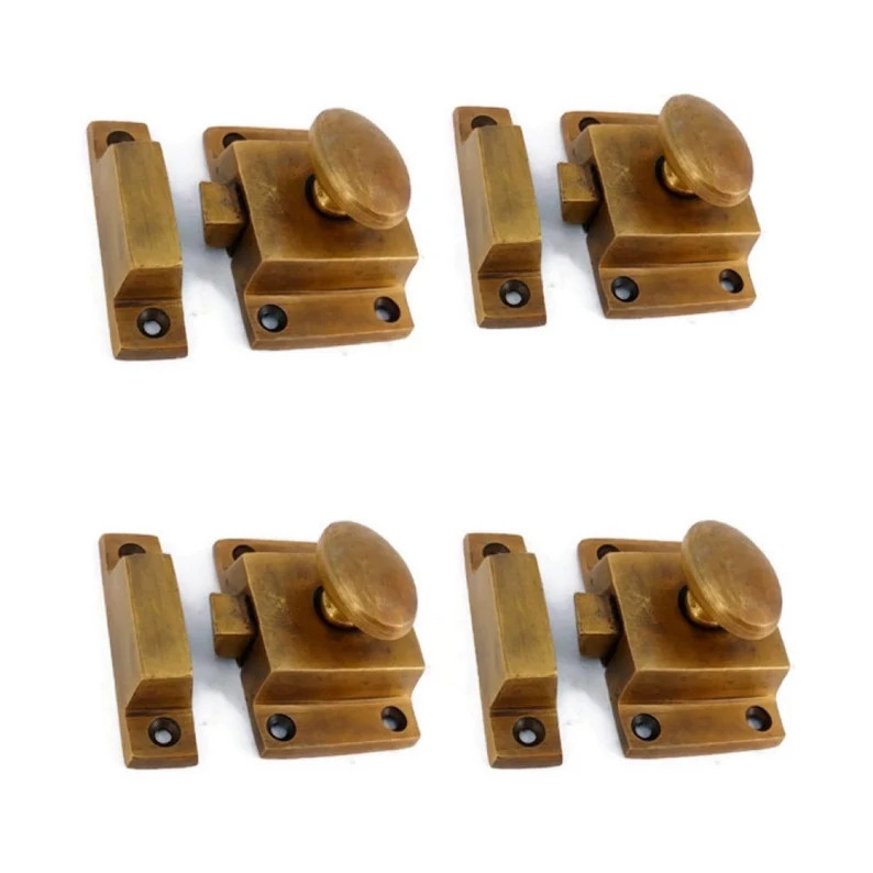 4 heavy cast Brass small square turn catch knob lock latch bathroom solid brass oval spring loade... | Etsy (US)