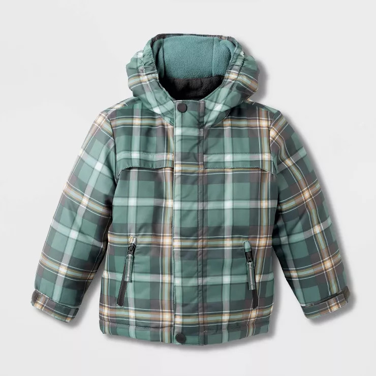 Toddler Boy's Plaid Long Sleeve 3-in-1 Jacket - Cat & Jack™ Charcoal Gray | Target