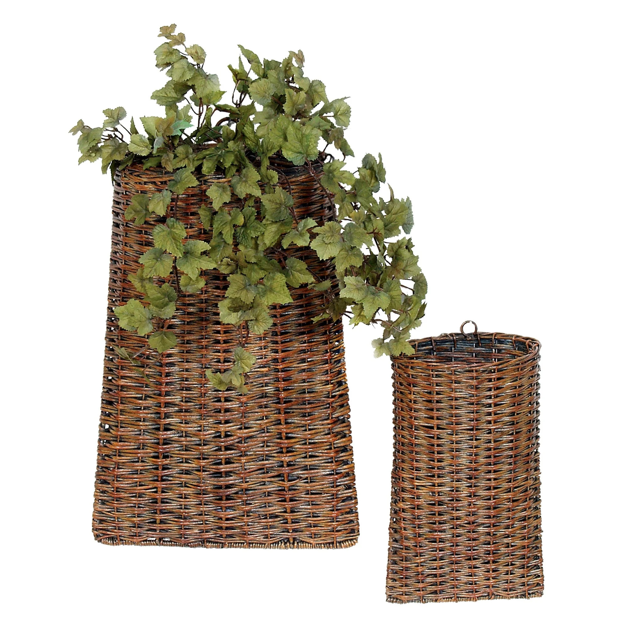 Melrose Set of 2 Brown Rustic Hanging Wall Pocket Baskets 18" | Walmart (US)