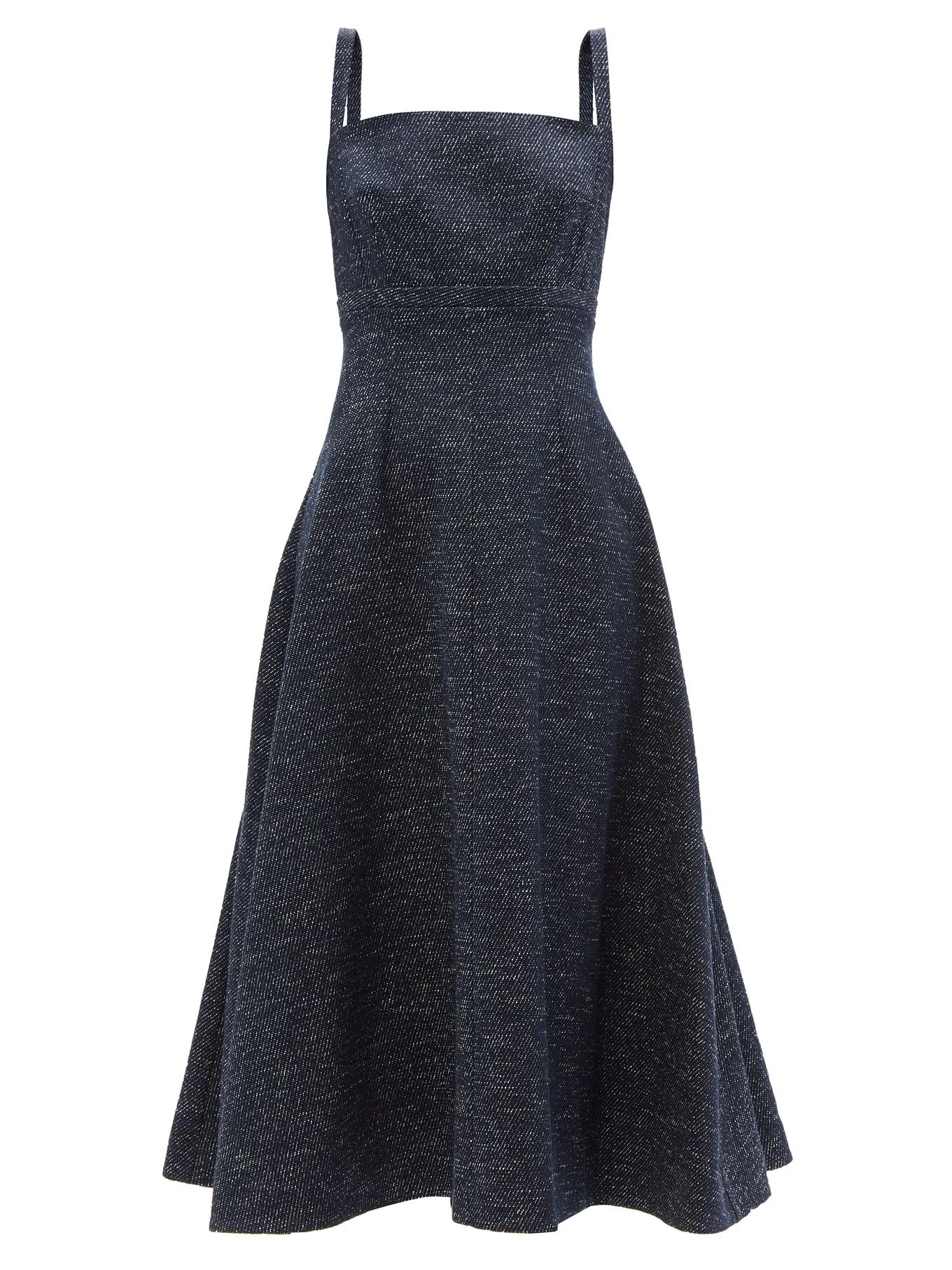 Freya square-neck speckled-denim midi dress | Emilia Wickstead | Matches (UK)