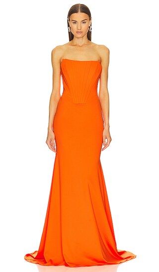 Bustier Gown in Vibrant Orange | Revolve Clothing (Global)