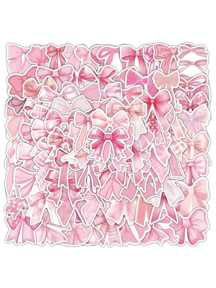 1Pc Bows Stickers, Monogram Decal Vintage Aesthetic Stickers, Vinyl Waterproof Pink Bows Stickers... | SHEIN