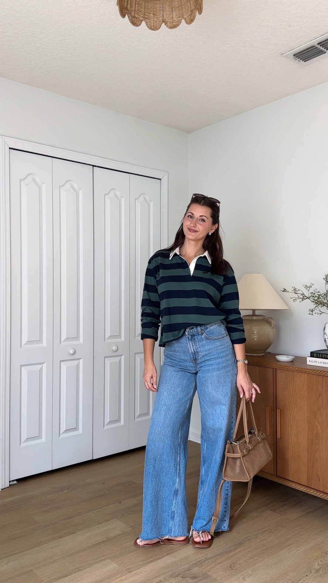 Rugby shirt outfit for fall! Wearing small top and 25 jeans. 
Abercrombie code: EXTRA25
Gap Factory code: GFEXTRA

Bag is from Marshall’s 

#LTKStyleTip #LTKSeasonal #LTKSaleAlert