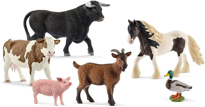 Schleich Farm World Farm Animals Horse, Cow, Bull, Goat, Duck and Pig Figurine Playset - 6-Piece ... | Amazon (US)